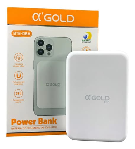 Power Bank 5000 Induçao A Gold Branco Branco