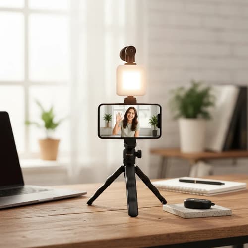 Tripé Para Celular Com Luz Led E Microfone E Controle Preto